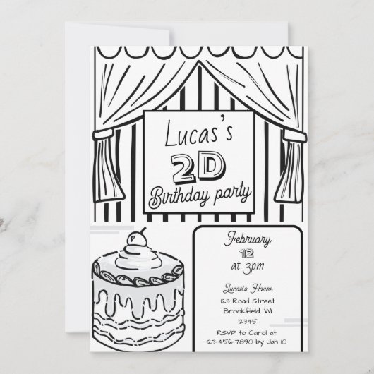 2次元漫画スタイル誕生日 招待状 (正面)