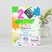 2歳からやめ2歳の誕生日カラフル招待状 招待状 (スタンド正面)