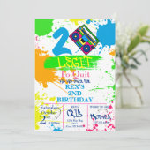 2歳からやめ2歳の誕生日カラフル招待状 招待状 (スタンド正面)