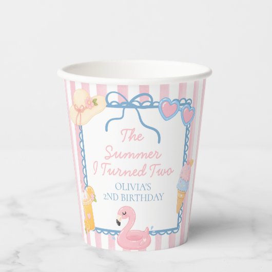 2歳になった夏 ビーチ 2歳の誕生日 紙コップ (正面)