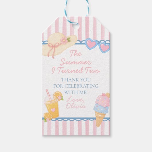 2歳になった夏 海辺の2歳の誕生日 ギフトタグ (正面)