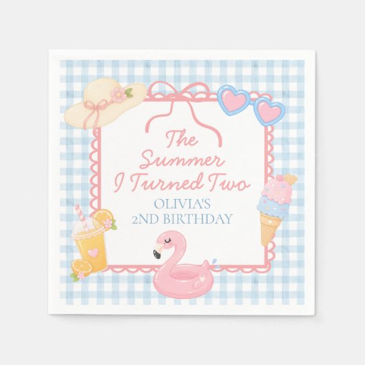 2歳になった夏 海辺の2歳の誕生日 スタンダードカクテルナプキン (正面)