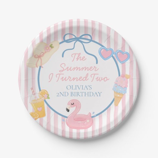 2歳になった夏 海辺の2歳の誕生日 ペーパープレート (正面)