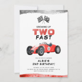 2歳になるのが早すぎるレーサー 2歳の誕生日おめでとう 招待状 (正面)