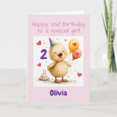 2歳のお誕生日おめでとうカード、アヒルの子、カスタムリズム付き カード (正面)