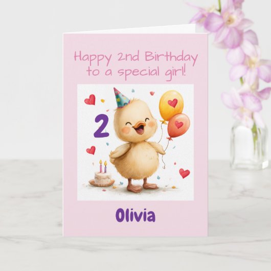 2歳のお誕生日おめでとうカード、アヒルの子、カスタムリズム付き カード (蘭)