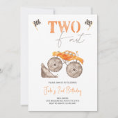 2歳のお誕生日おめでとう！オレンジのモンスターカード招待状 招待状 (正面)