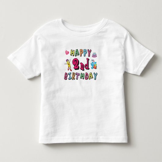 2歳のお誕生日おめでとう。2歳の誕生日 トドラーTシャツ (正面)