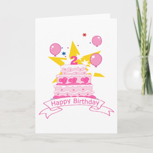2歳のお誕生日ケーキ カード (正面)