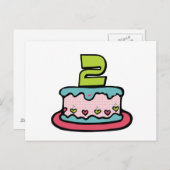 2歳のお誕生日ケーキ ポストカード (正面/裏面)