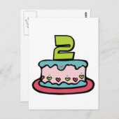 2歳のお誕生日ケーキ ポストカード (正面/裏面)