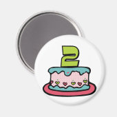 2歳のお誕生日ケーキ マグネット (正面/裏面)