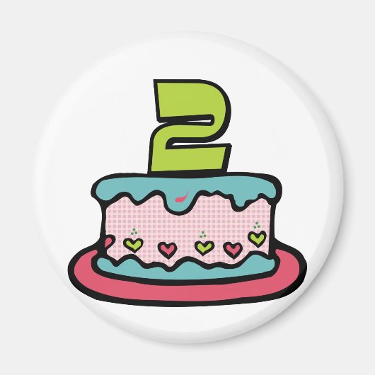 2歳のお誕生日ケーキ マグネット (正面)