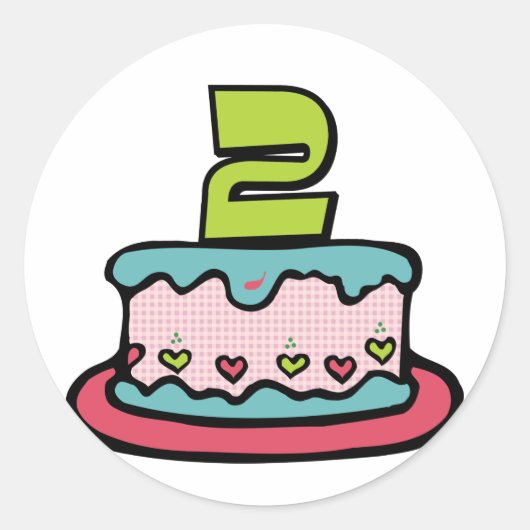 2歳のお誕生日ケーキ ラウンドシール (正面)