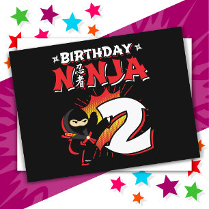 2歳のコミックスタイルの忍者 2回目の誕生日 ポストカード