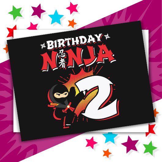 2歳のコミックスタイルの忍者 2回目の誕生日 ポストカード