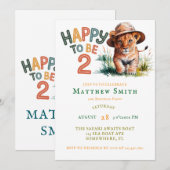 2歳のサファリジャングル誕生日パーティー 招待状 (正面/裏面)