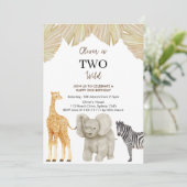 2歳のサファリテーマの誕生日パーティー招待状 TWO WILD 招待状 (スタンド正面)