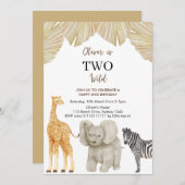 2歳のサファリテーマの誕生日パーティー招待状 TWO WILD 招待状 (正面/裏面)