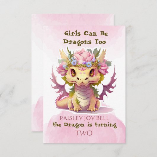 2歳のドラゴンちゃん 招待状 (正面/裏面)