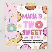 2歳のドーナツ好きな女の子の誕生日パーティー 招待状 (正面/裏面)