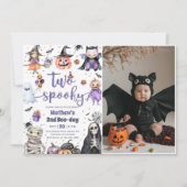 2歳のハロウィンのかわいいおばけの誕生日写真 招待状 (正面)