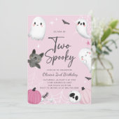2歳のハロウィン！ピンクのゴーストの2歳誕生日パーティー招待状 招待状 (スタンド正面)