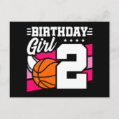 2歳のバスケットボールパーティー 2歳の誕生日 女の子 ポストカード (正面)