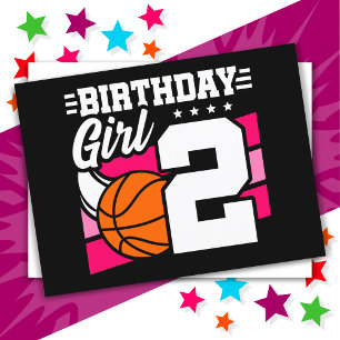 2歳のバスケットボールパーティー 2歳の誕生日 女の子 ポストカード