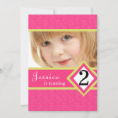 2歳のバースデーパーティ招待状のシマウマの女の子 招待状 (正面)