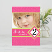 2歳のバースデーパーティ招待状のシマウマの女の子 招待状 (スタンド正面)