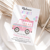 2歳のピンクのアイスクリームトラック誕生日 招待状