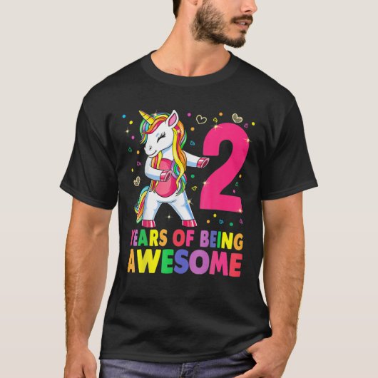 2歳のユニコーン浮き2番目の誕生日ガールUni Tシャツ (正面)