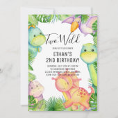 2歳のワイルドすぎる恐竜の誕生日パーティー招待状 招待状 (正面)