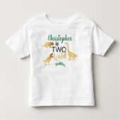 2歳のワイルドな恐竜の男の子たち 誕生日 トドラーTシャツ (正面)