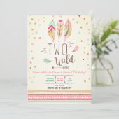 2歳のワイルドな誕生日ガール ピンクゴールド 2回目のボヘミアンフィージャーズ 招待状 (スタンド正面)