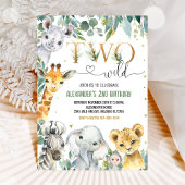 2歳のワイルドな誕生日 ゴールドジャングル動物 招待状