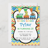 2歳の列車の誕生日パーティーの招待状 招待状 (正面)