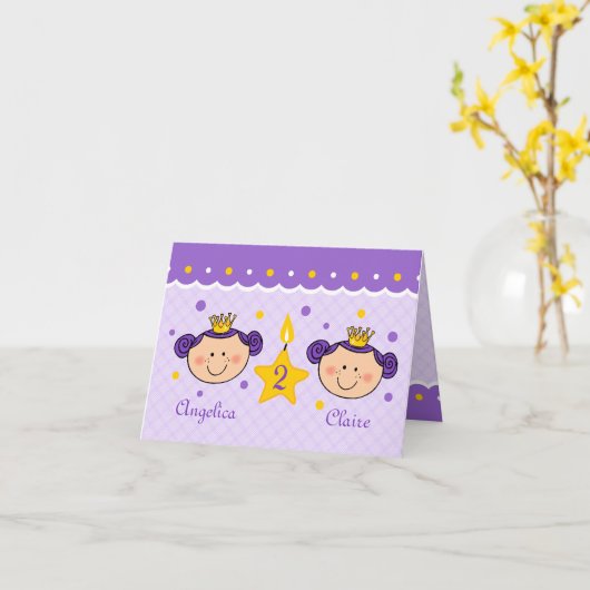2歳の双子のお姫様カード カード (黄色い花)