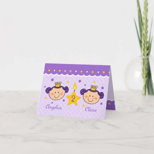 2歳の双子のプリンセスカード カード (正面)