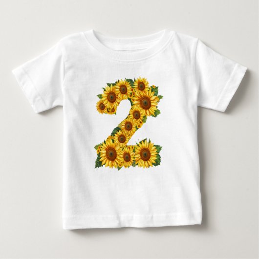 2歳の女の子のひまわりテーマ2 ベビーTシャツ (正面)