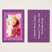 2歳の女の子の誕生日写真カード (正面&裏面)
