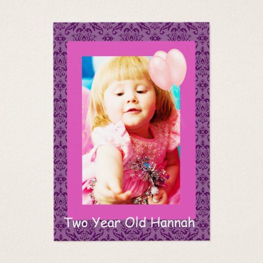 2歳の女の子の誕生日写真カード (正面)