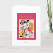 2歳の女の子誕生日カード猫とアヒル カード (裏面)