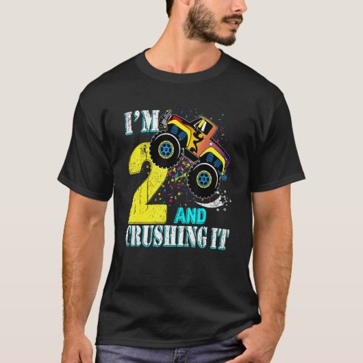 2歳の女の子2歳の誕生日モンスタートラックボーイCru Tシャツ (正面)