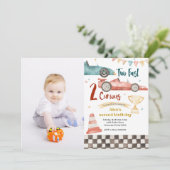 2歳の好奇心いっぱいのレーシング招待状（写真付き） 招待状 (スタンド正面)