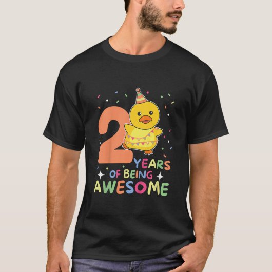 2歳の子供のための2番目の誕生日ダック Tシャツ (正面)