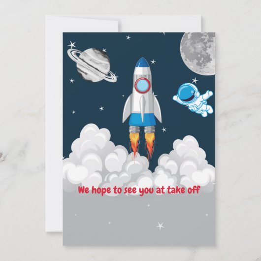 2歳の宇宙飛行士の男の子のお誕生日おめでとう 招待状 (裏面)