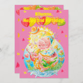 2歳の小さな女の子パーソナライズされた誕生日 サンキューカード (正面/裏面)