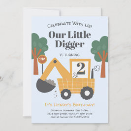 2歳の建築テーマ誕生日パーティー 招待状